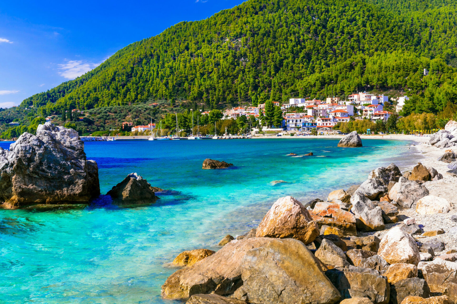 Beach on the Island of Skopeleos Greece