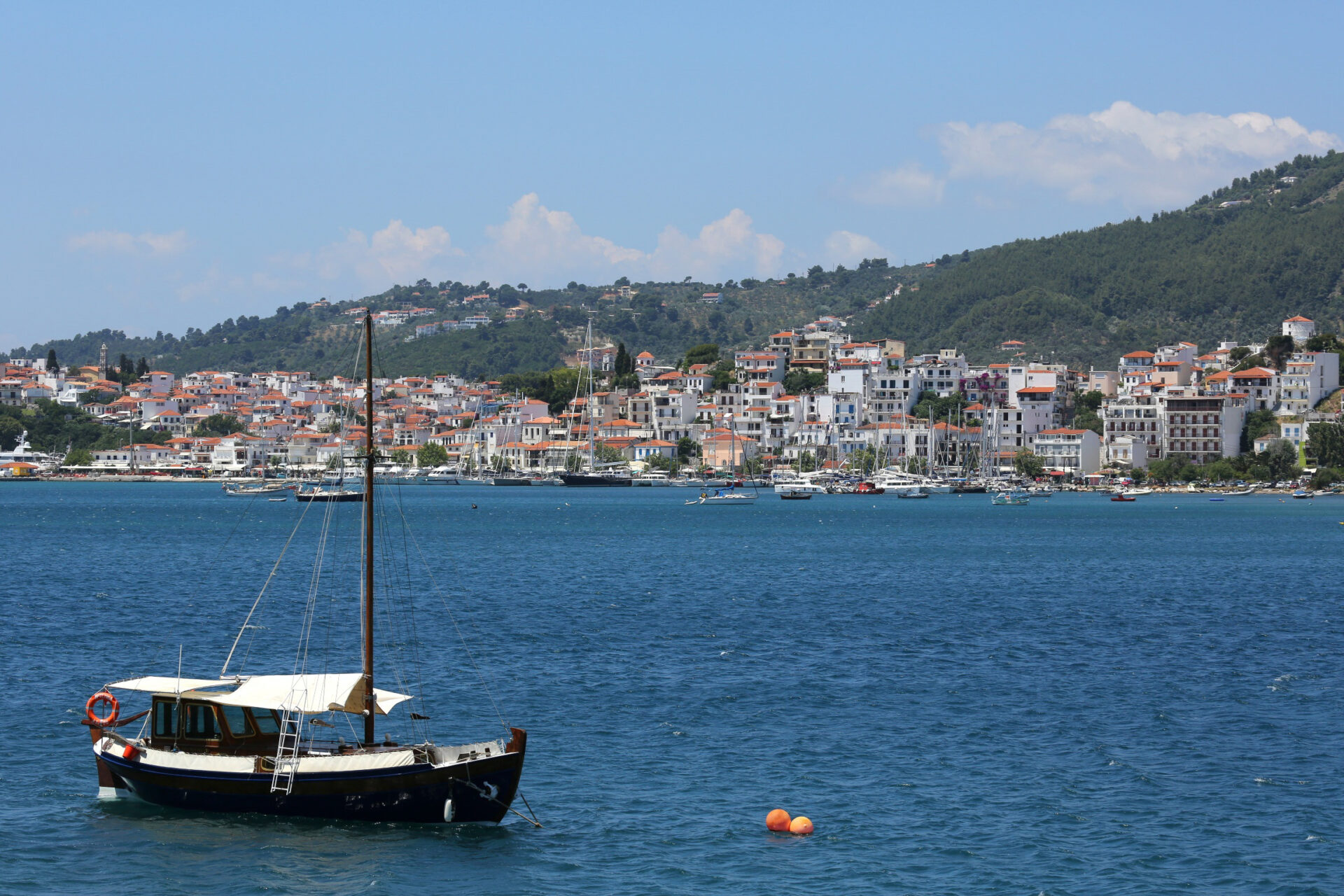 Skiathos Insel Griechenland Panorama Urlaub Reise reisen Boot Meer Skiathos Insel Griechenland Panorama Urlaub Reise Boot Meer