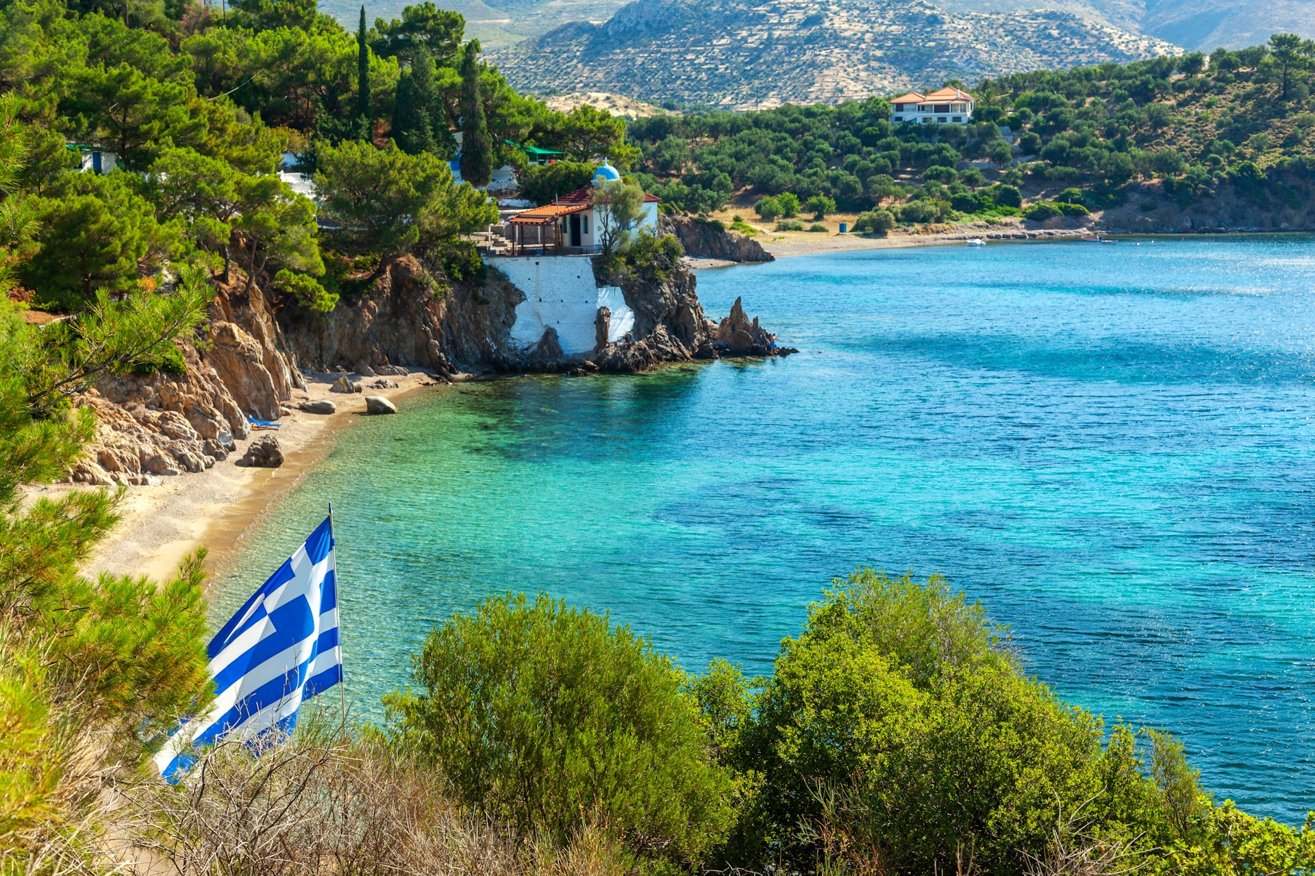 LESVOS, GREECE, the beach of Agios Ermogenis