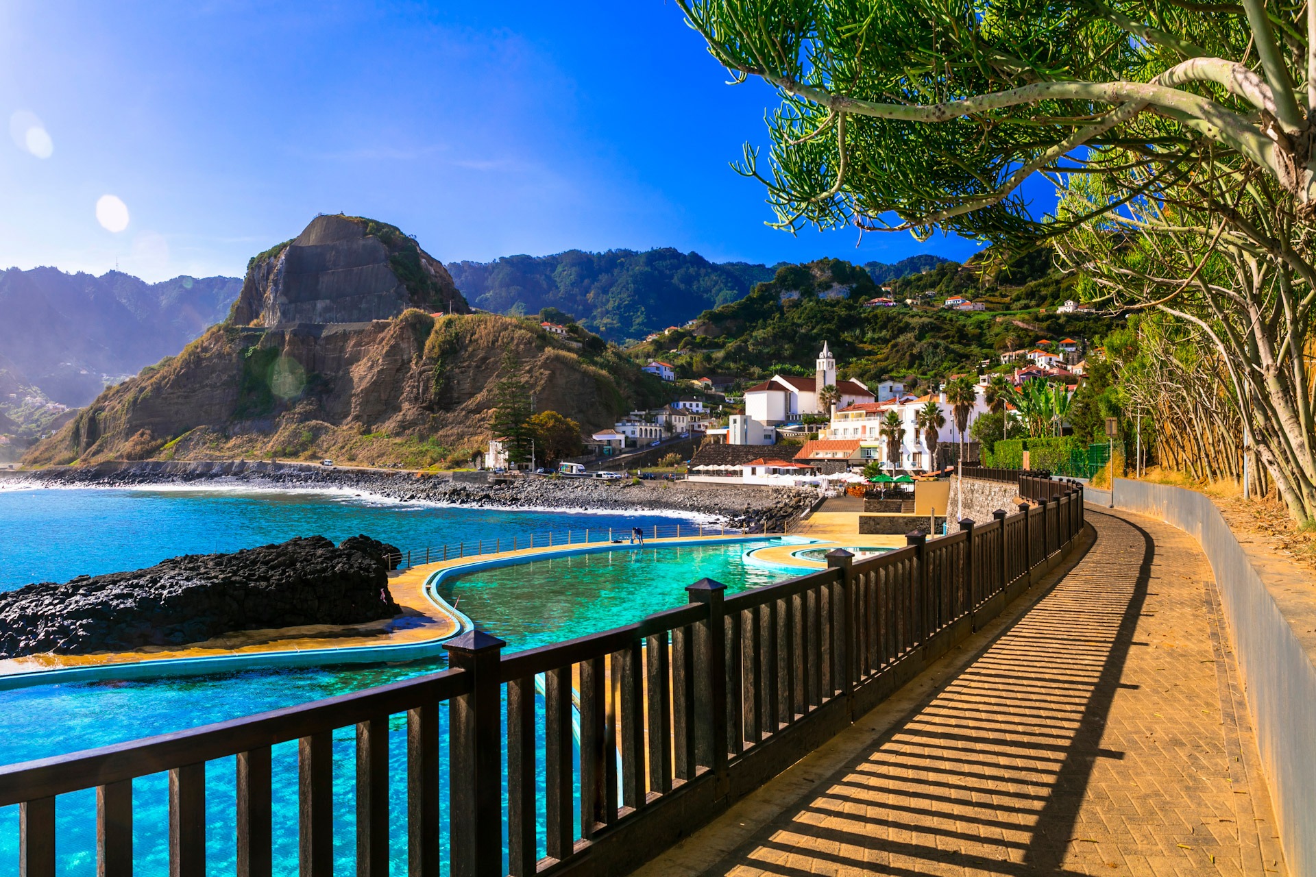 Scenic Madeira island, natural swimming pools of charming Porto