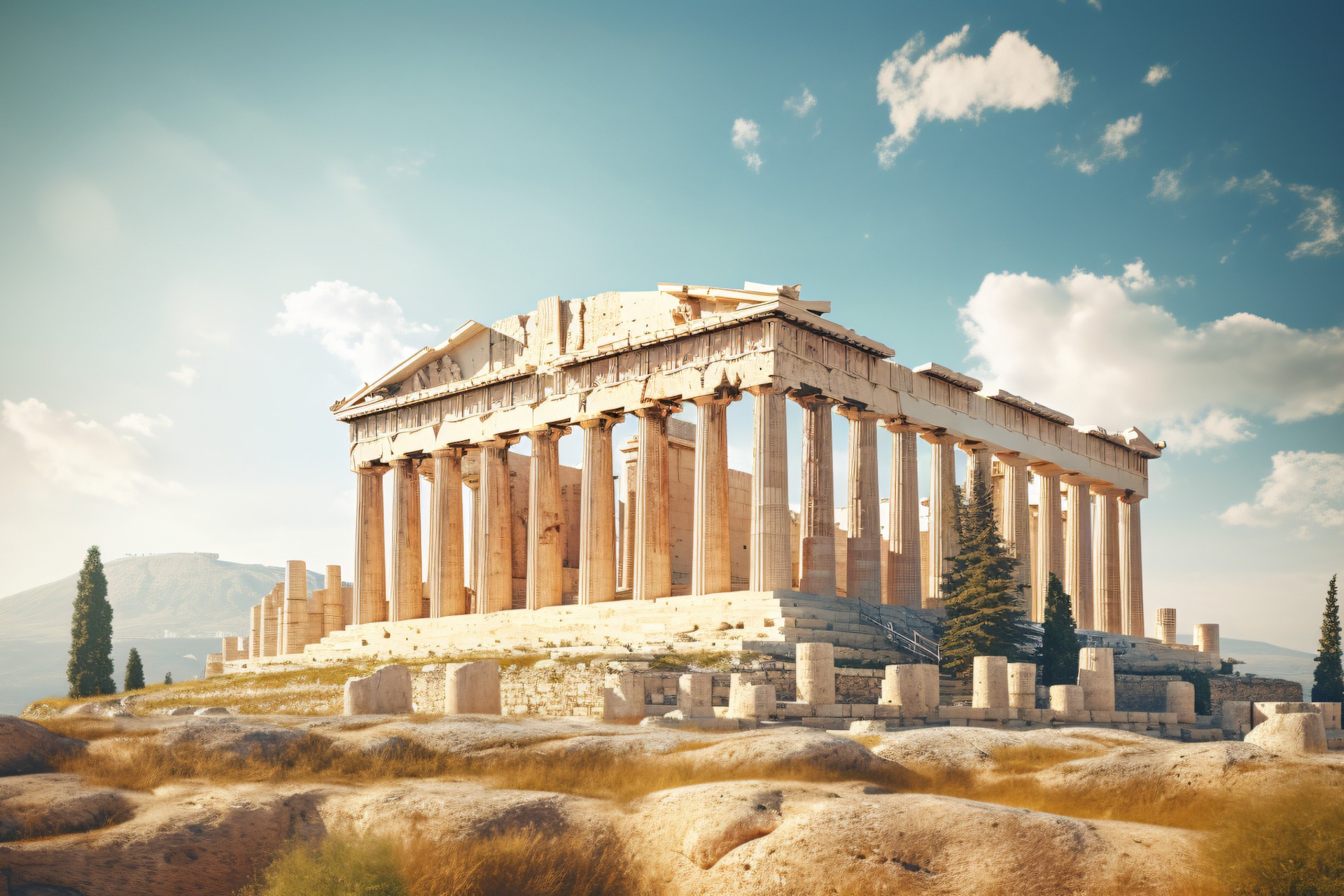 Parthenon temple on the Acropolis of Athens Greece