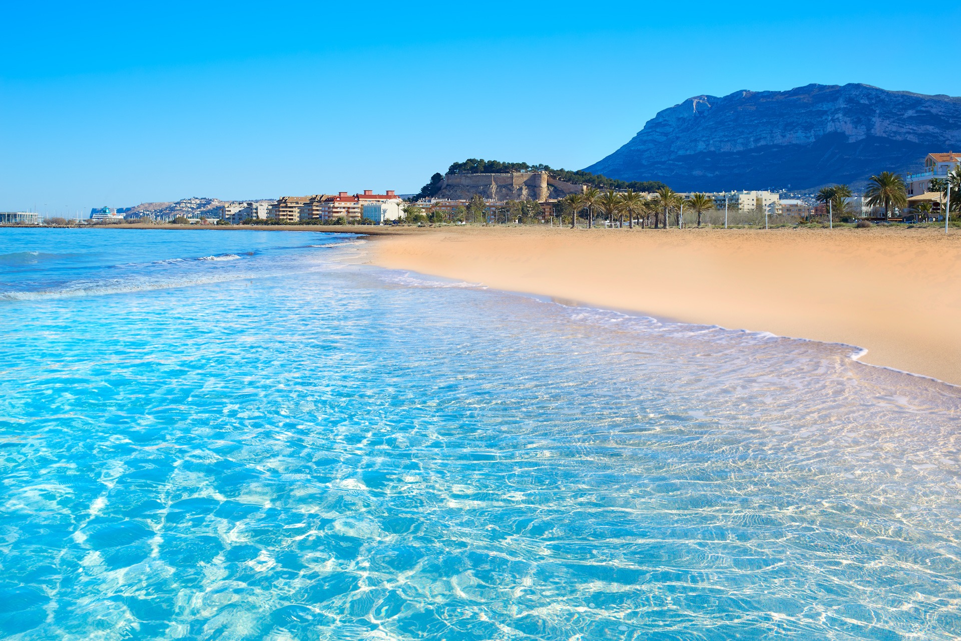 Denia beach in Alicante in blue Mediterranean Costa Blanca