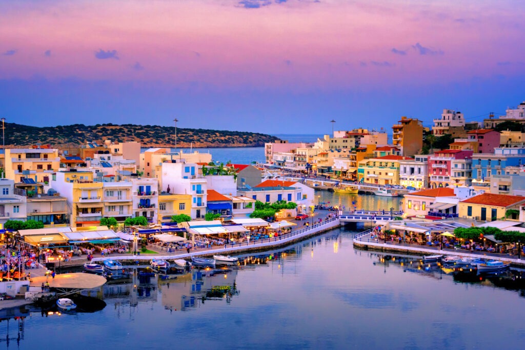 The lake Voulismeni in Agios Nikolaos, a picturesque coastal to Crete