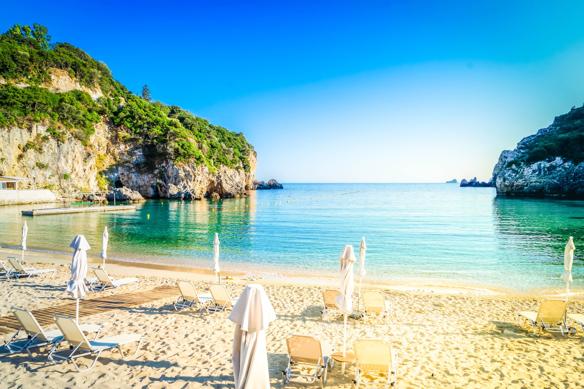 Paleokastritsa beach on Korfu, Greece
