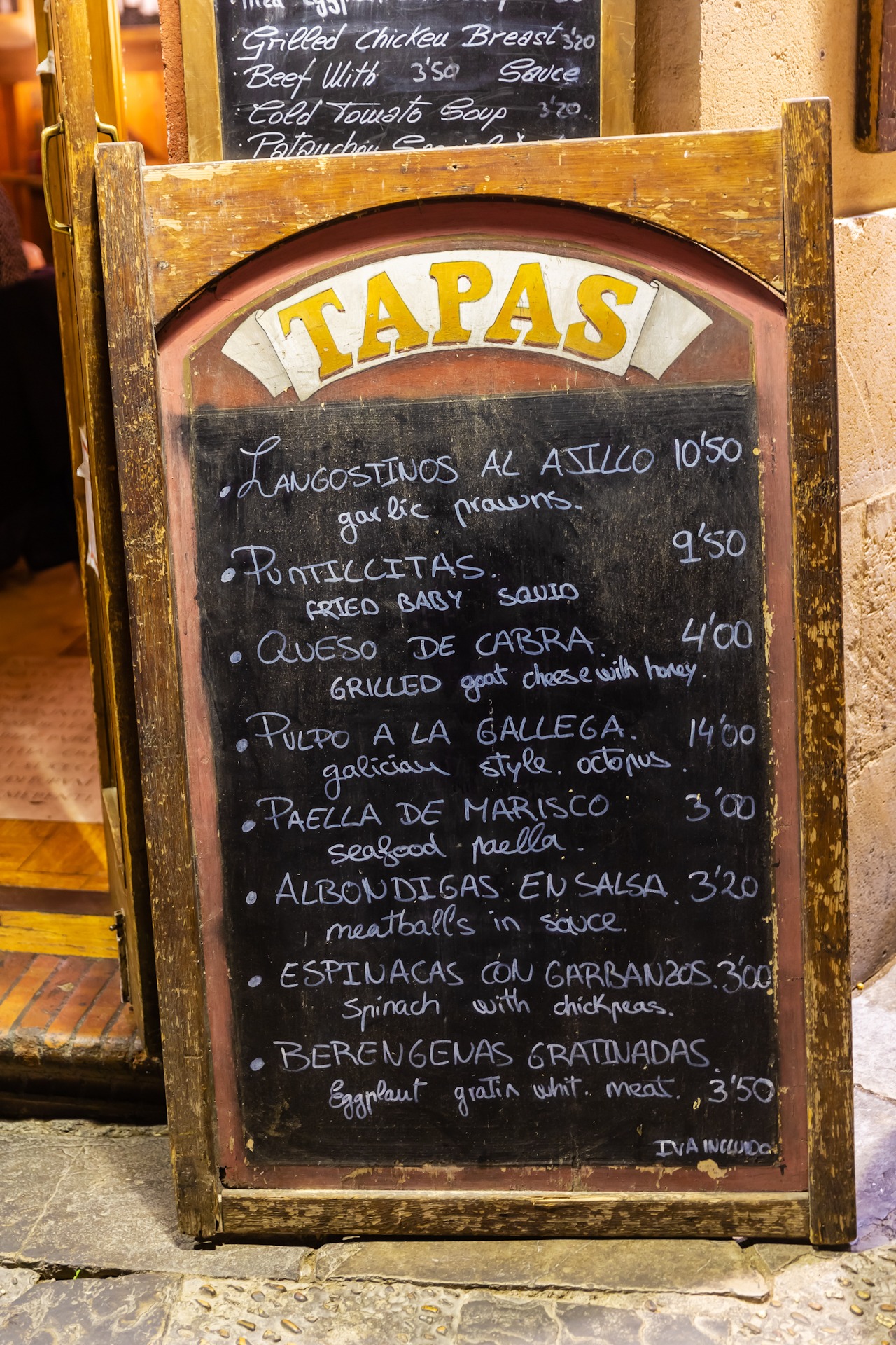 menu outside of a tapas bar in Seville, Spain FKK-Lifestyle