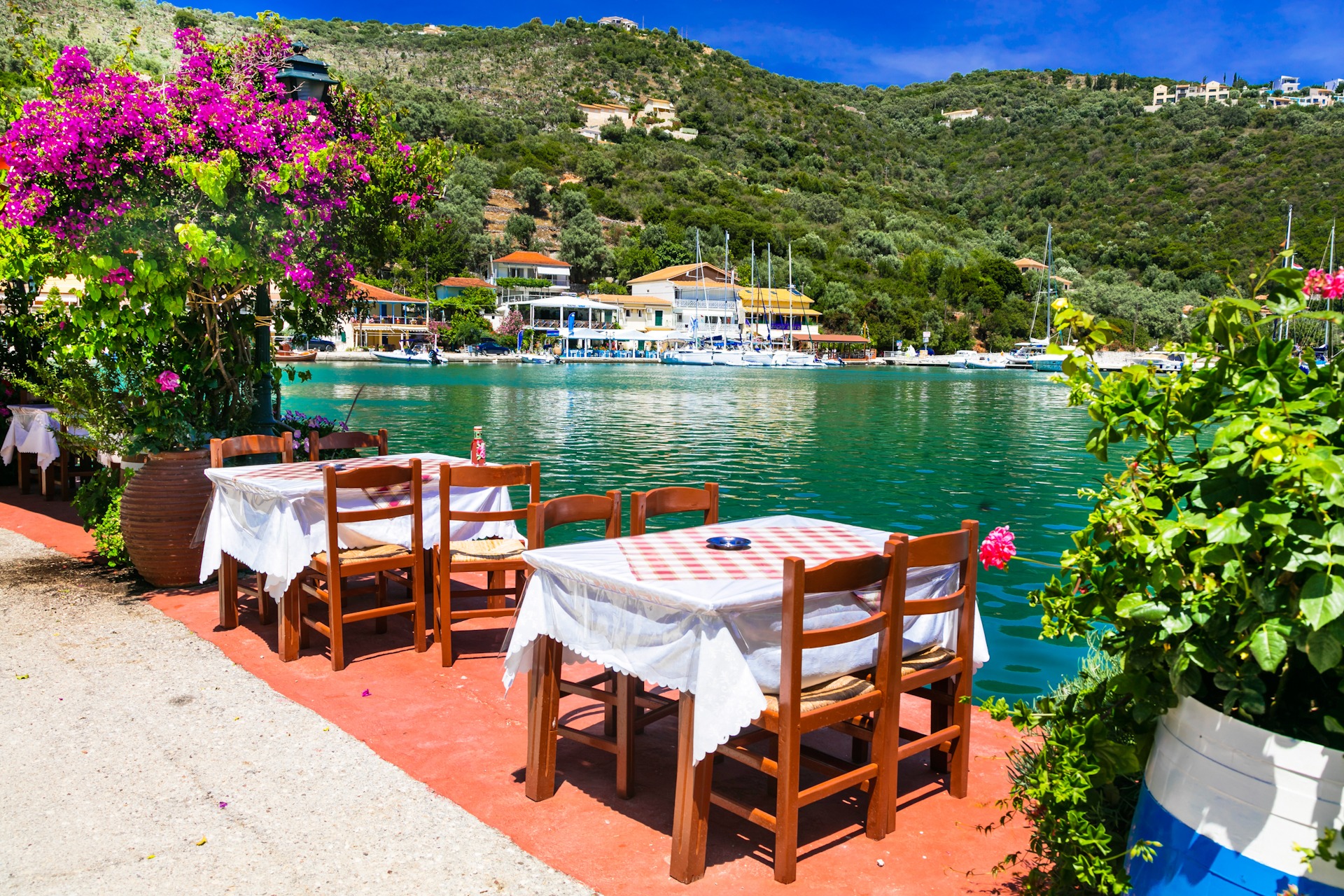 Traditional Greek restaurants near the sea. Sivota fishing villa FKK-Lifestyle