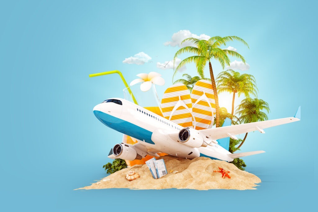 Flugzeug über Strand