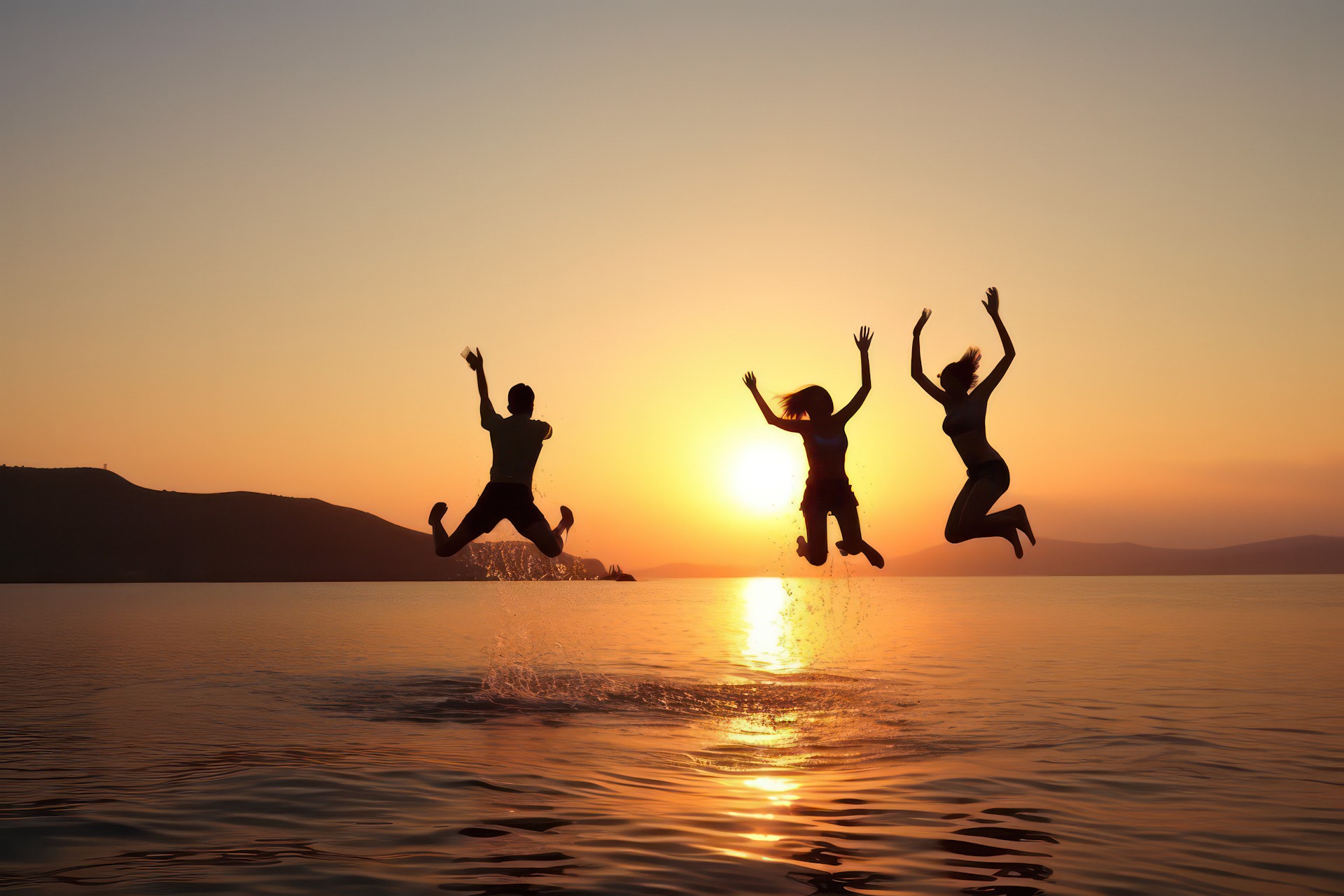 People jumping at sea (AI Generated) Twelve Apostles Panorama Australia