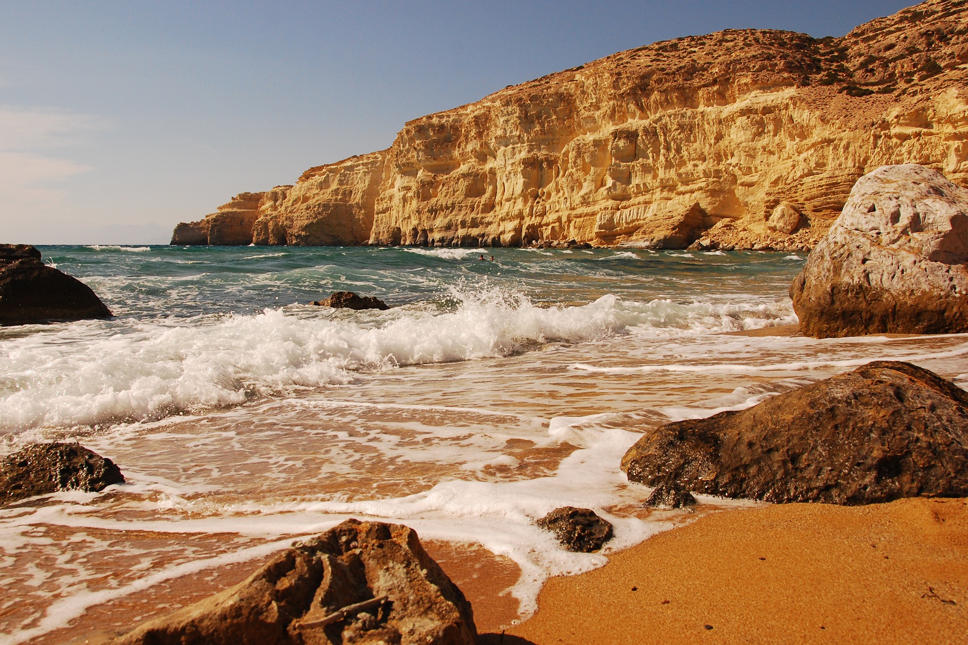 Naturist Beach Red Beach bei Matala Crete Naturist Beach Playa de Covachos Beach on a sunny day near Santander, Cantabria