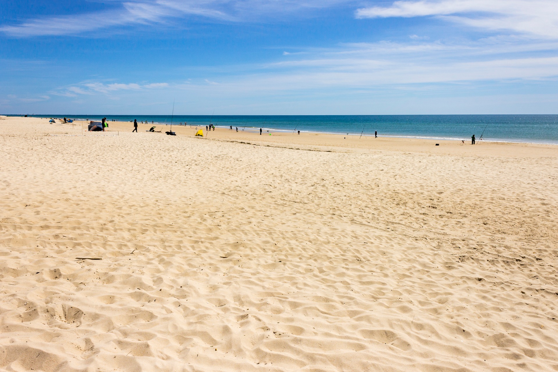 Landscape with sunset over Portuguese West coast and sandy Praia Naturist Beach Algarve