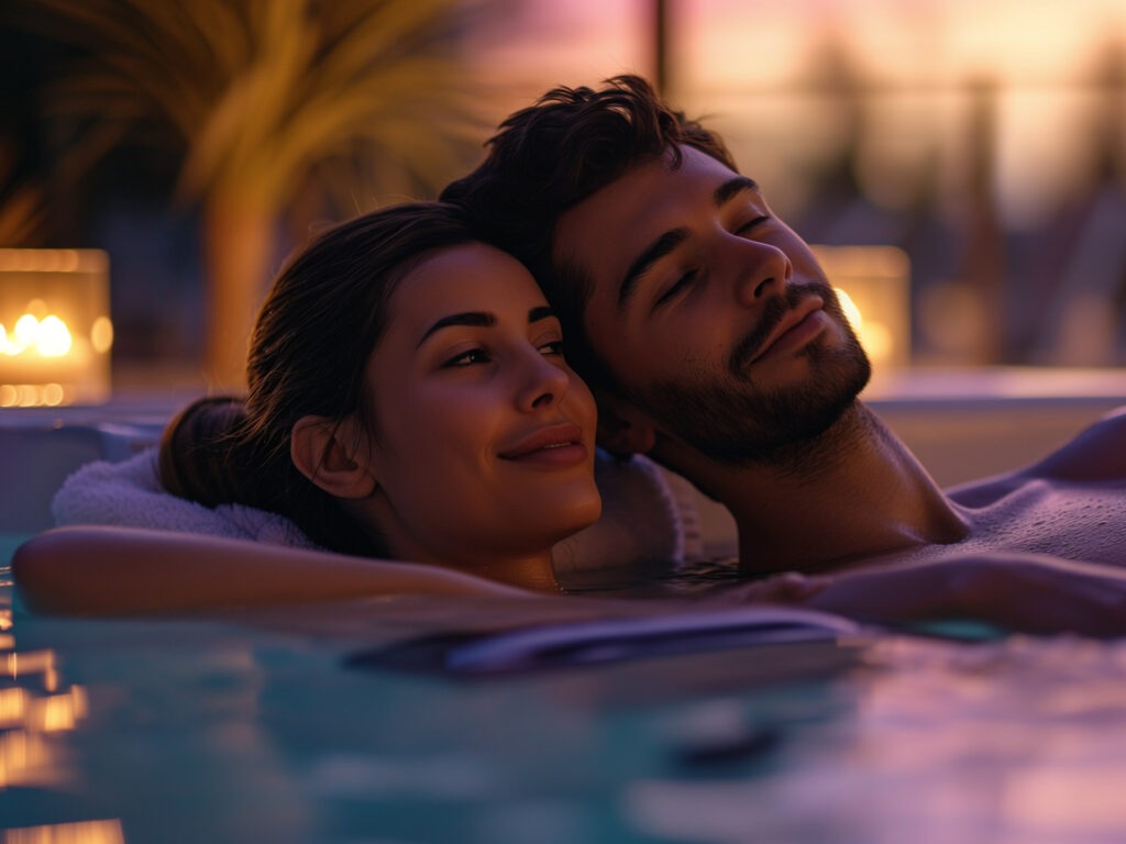 Paar genießt entspannt die Wärme in einer Sauna während eines Wellness- und FKK-Urlaubs in Österreich.