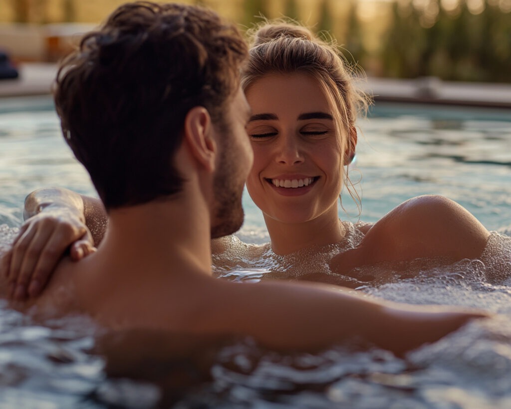 Paar genießt entspannt die Wärme in einer Sauna während eines Wellness- und FKK-Urlaubs in Österreich.