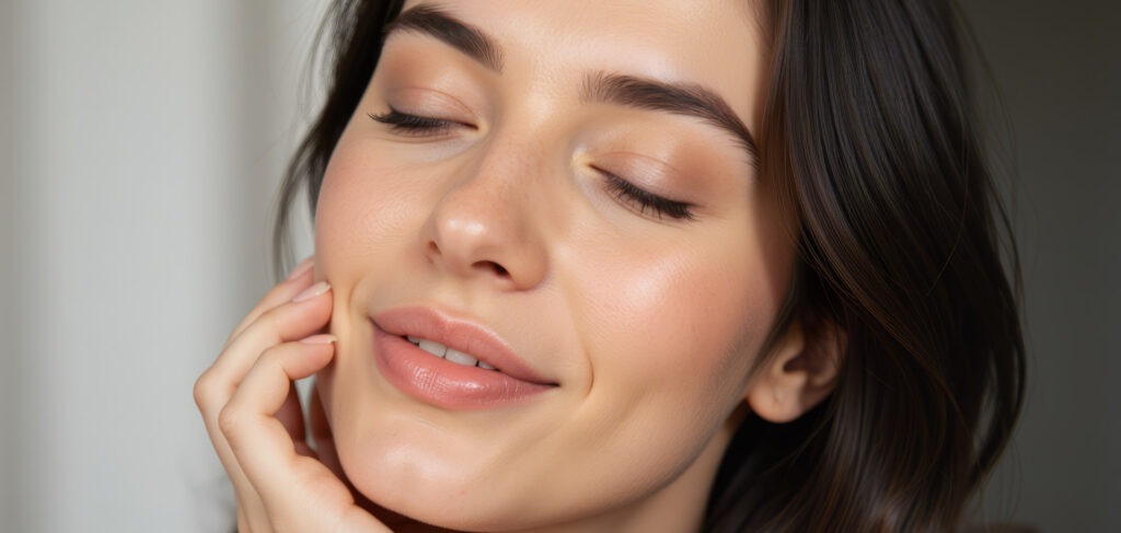 Junge Frau genießt nackt die Sonne am weißen Sandstrand eines tropischen Meeres – FKK-Urlaub, Freiheit und Entspannung pur