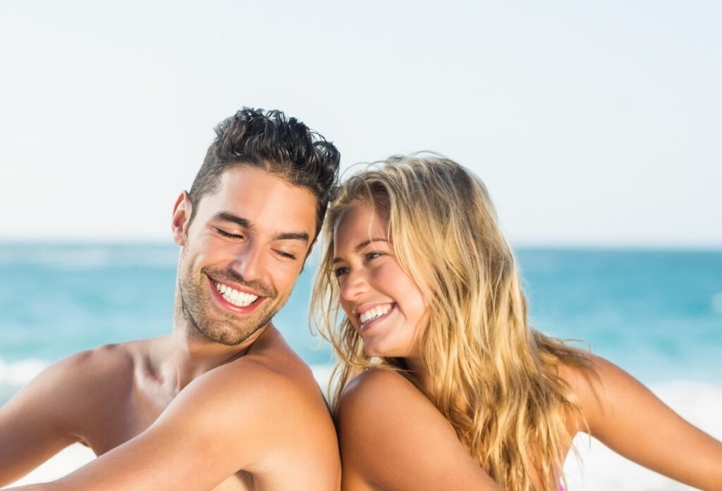 Beautiful body of woman while relaxing in Finnish sauna
